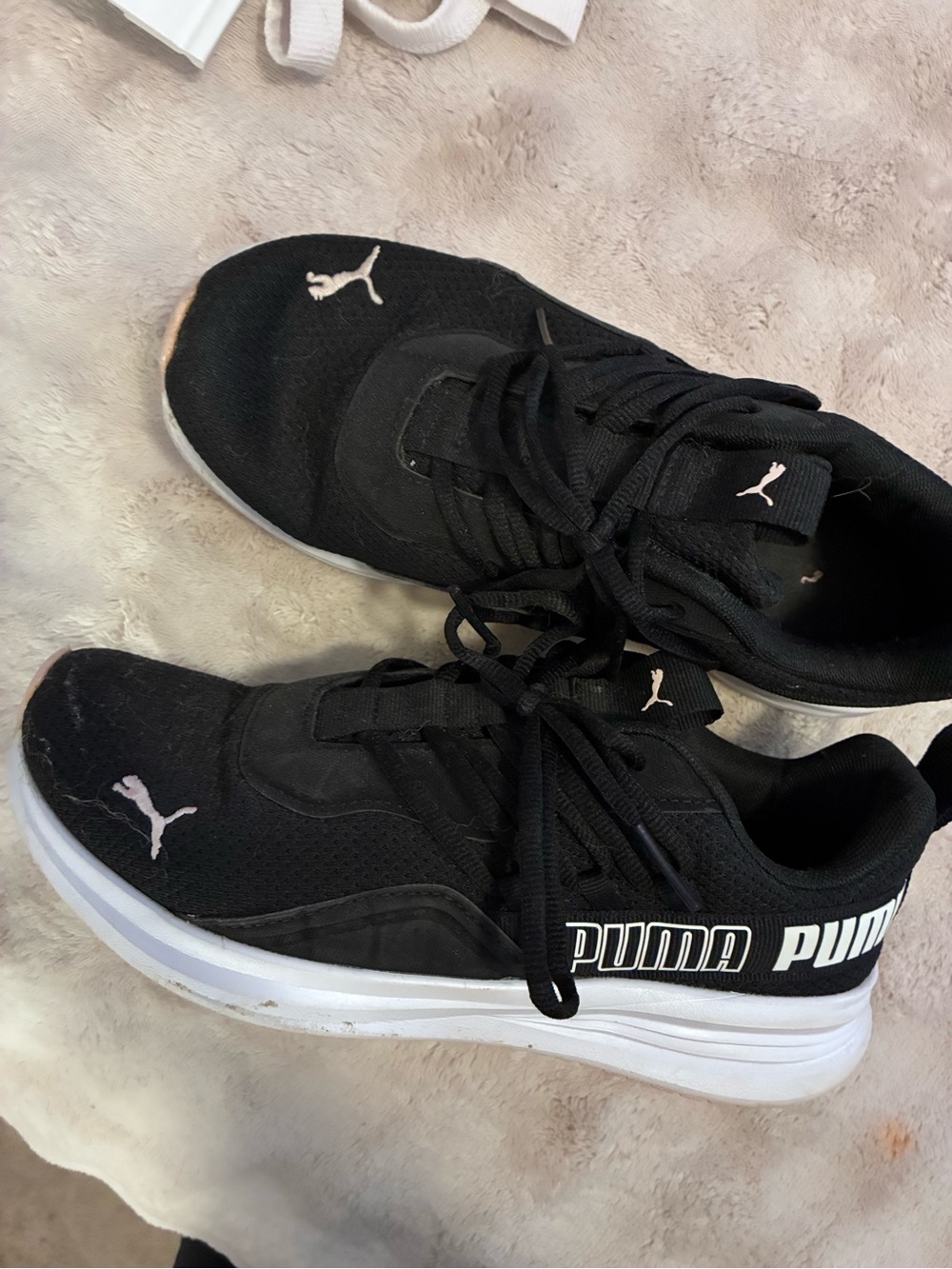 Puma Women's Black Athletic Sneakers with White Sole